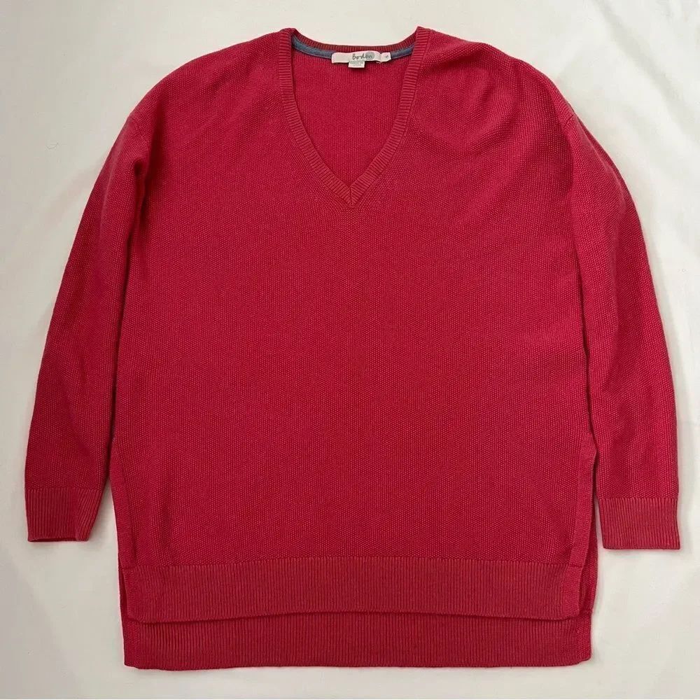 Boden Vneck wool blend split hem sweater pink women’s size S